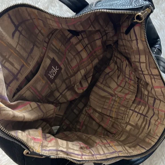 The Sak Leather Tote Satchel Bag 18” Large Brown Pebbled Cow Hide Gold Hardware - Picture 9 of 14